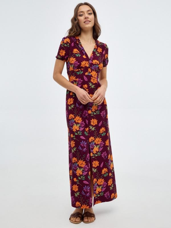 In side Vestido maxi estampado flores
