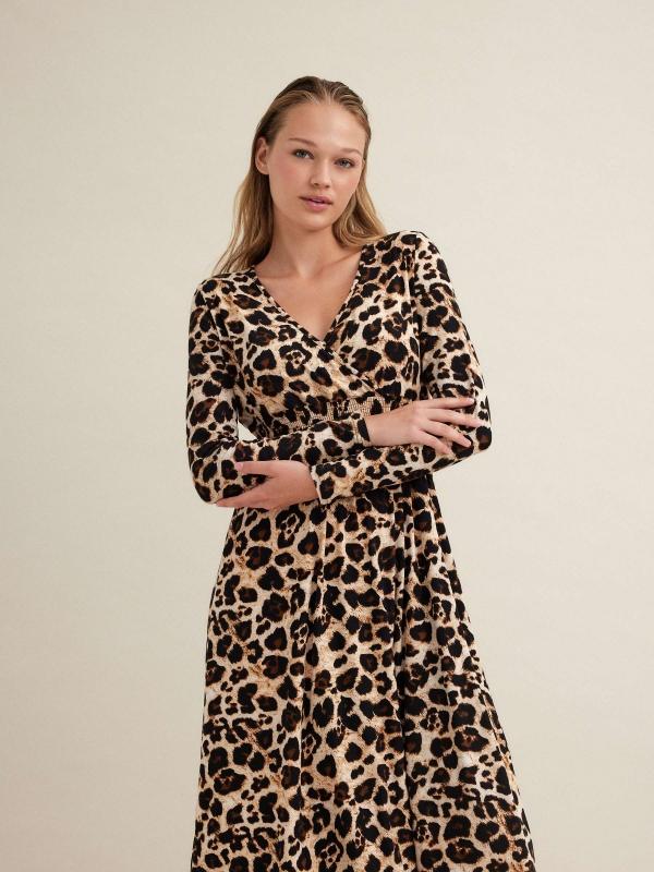 In Side Vestido Midi Animal Print