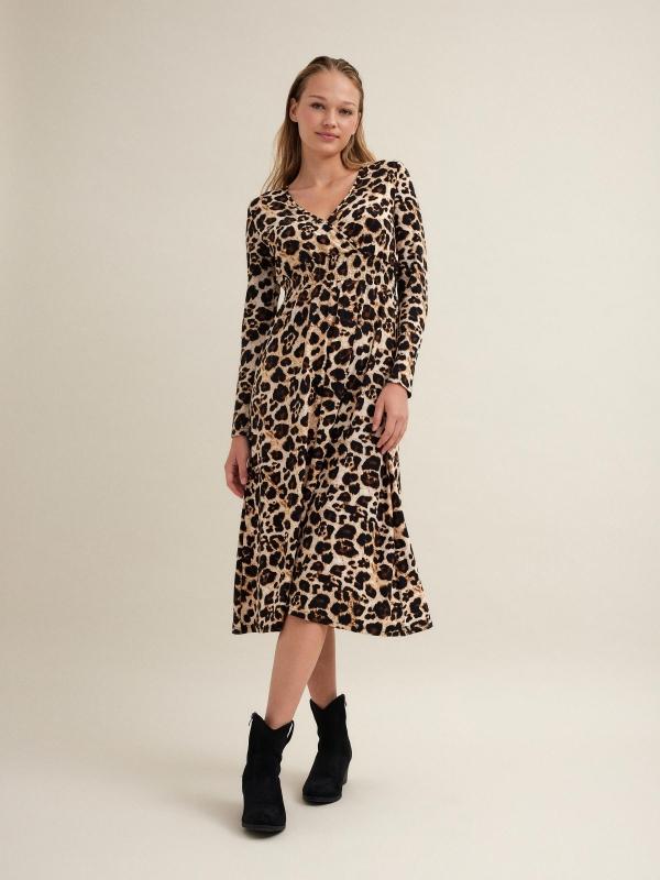 In side Vestido midi animal print
