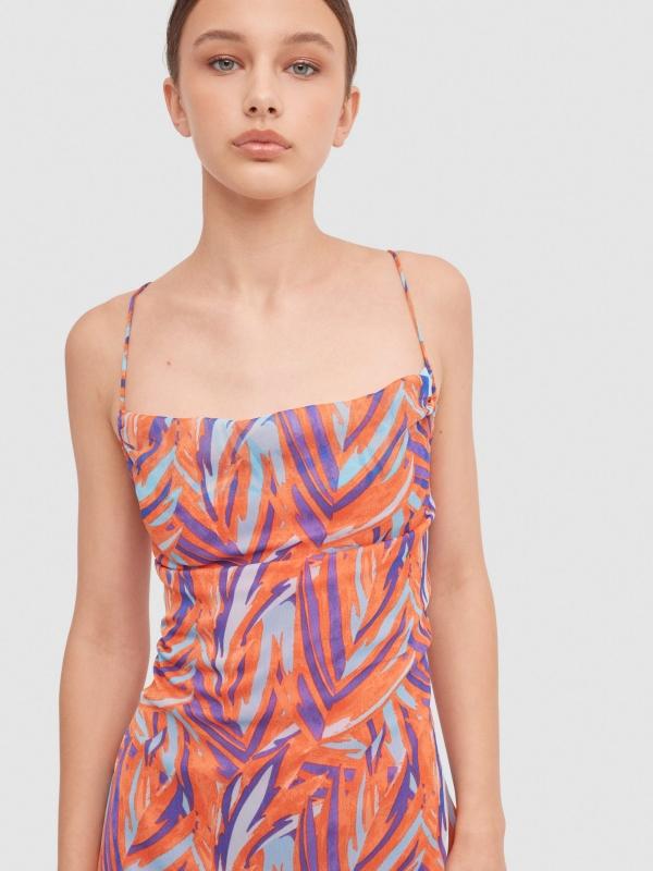 In Side Vestido Midi Asimétrico Con Tirantes