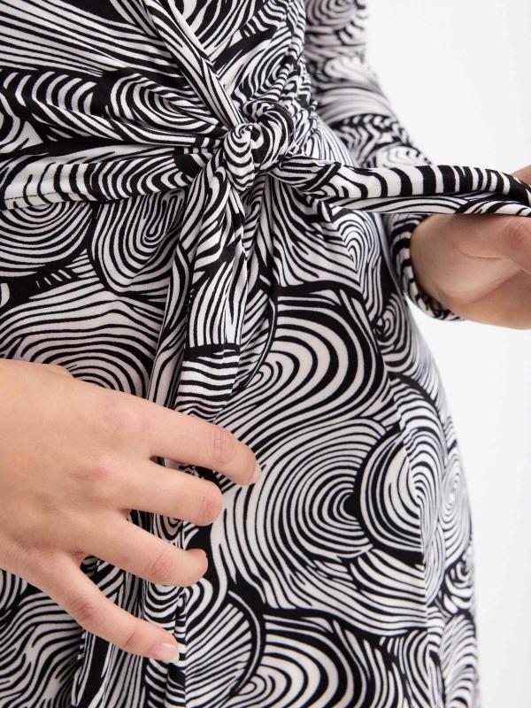 In Side Vestido Midi Cruzado Con Nudo Estampado