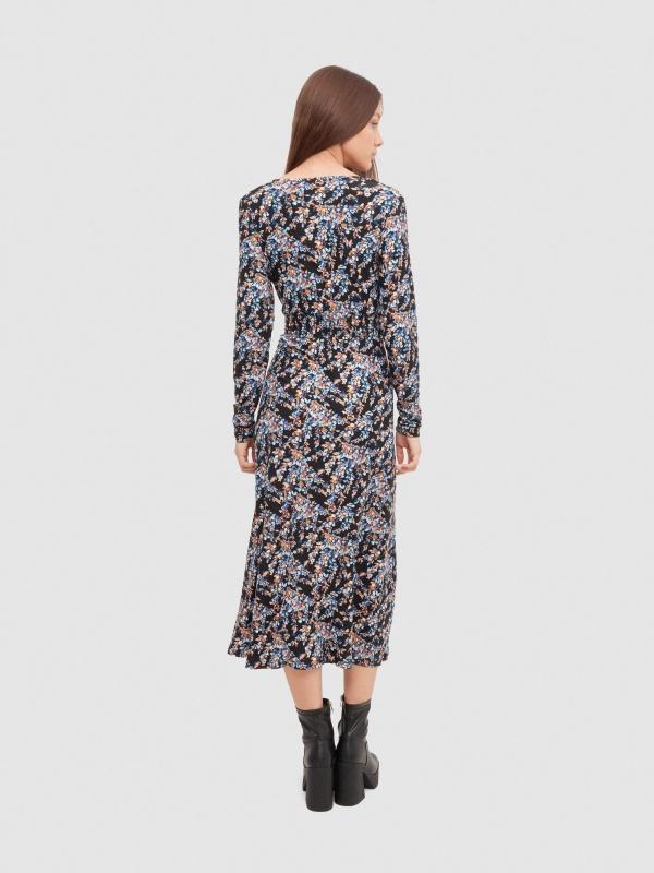In Side Vestido Midi Cruzado Estampado Flores