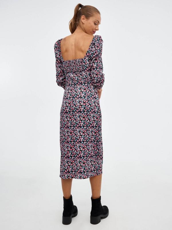 In Side Vestido Midi Escote Cuadrado