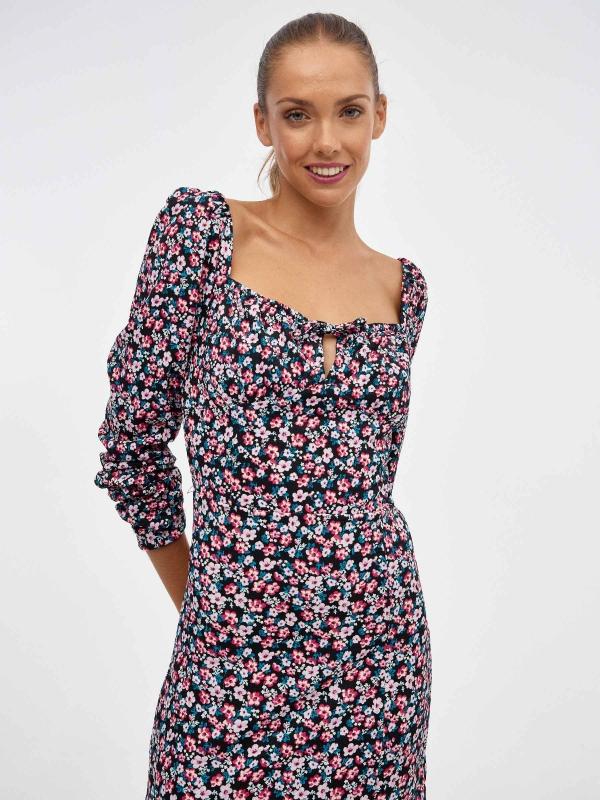 In Side Vestido Midi Escote Cuadrado