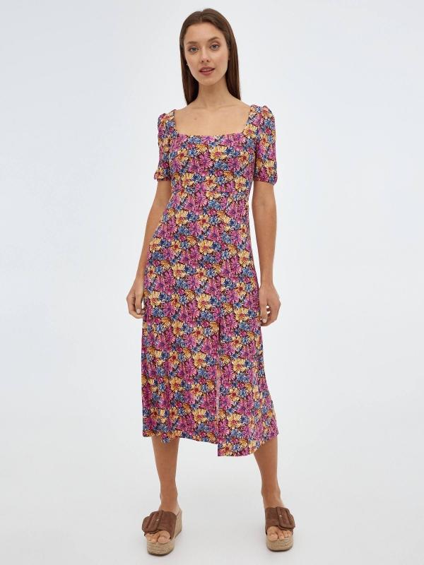 In side Vestido midi espalda lazada