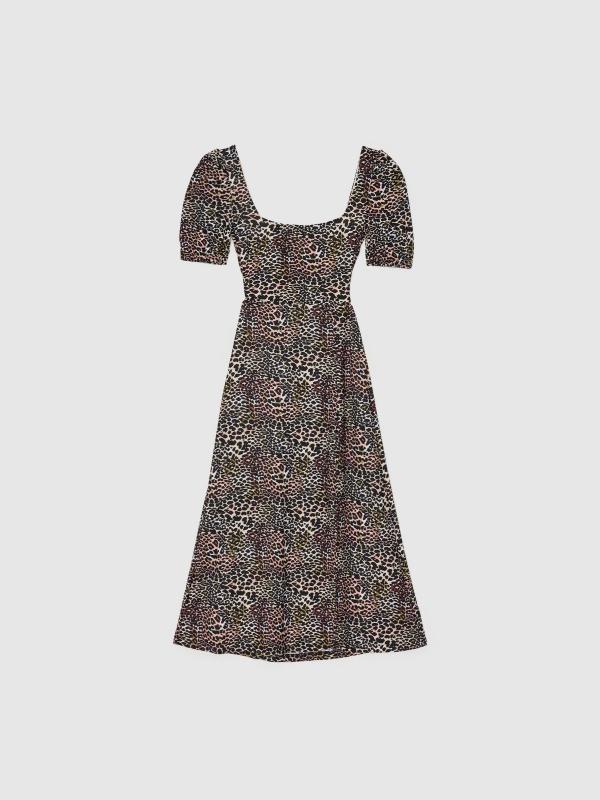 In Side Vestido Midi Espalda Lazos Animal