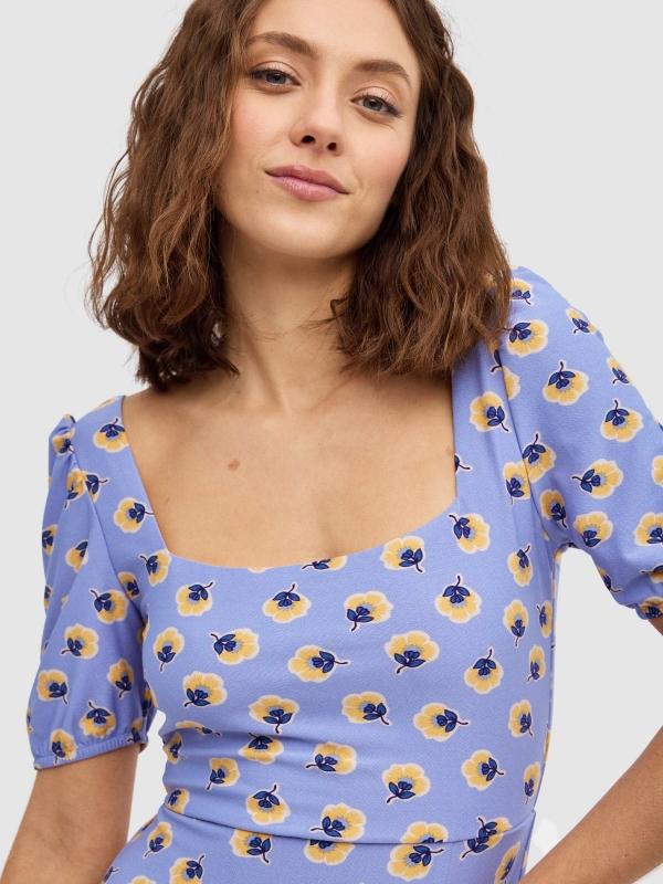 In Side Vestido Midi Espalda Lazos Flores