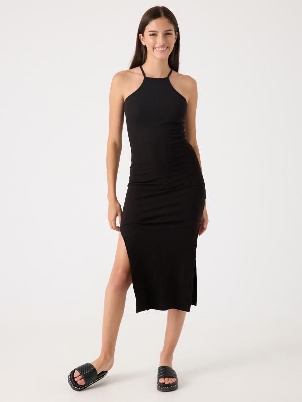 In side Vestido midi halter