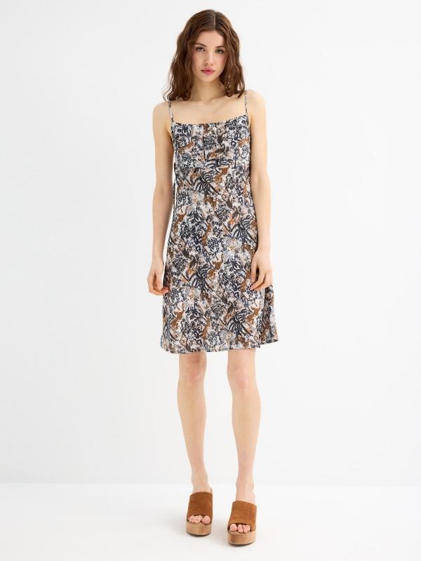 In Side Vestido Mini Animal Print