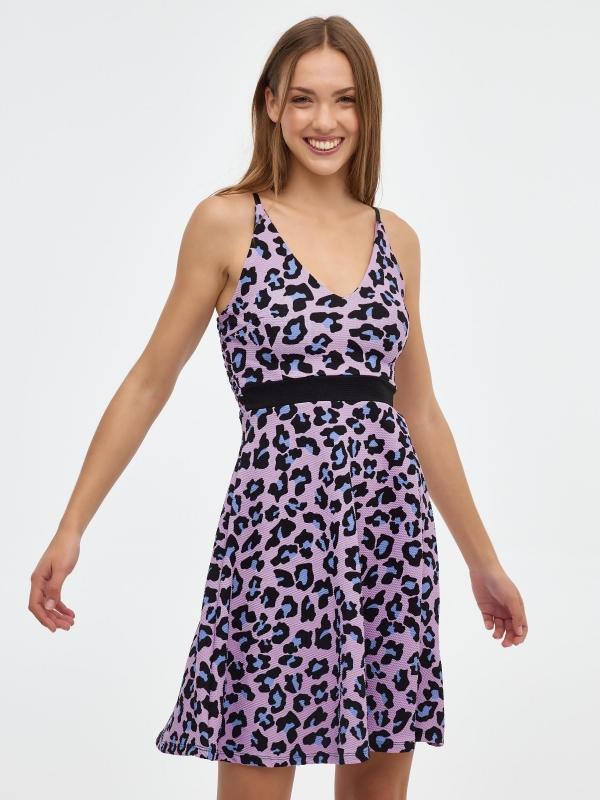 In Side Vestido Mini Animal Print