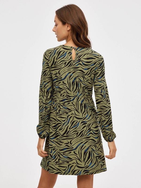 In Side Vestido Mini Animal Print Verde