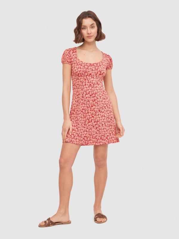 In Side Vestido Mini Botones