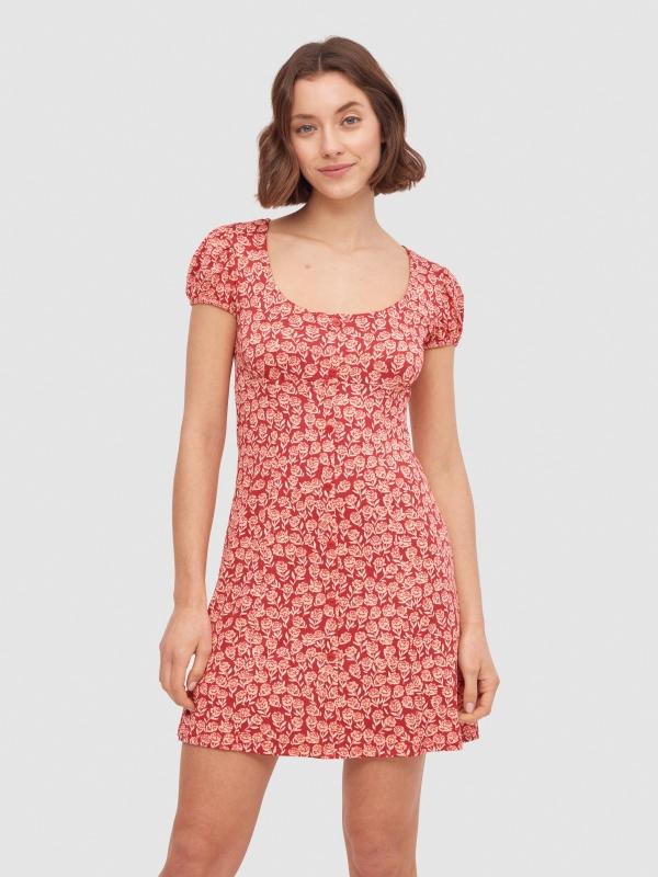 In Side Vestido Mini Botones