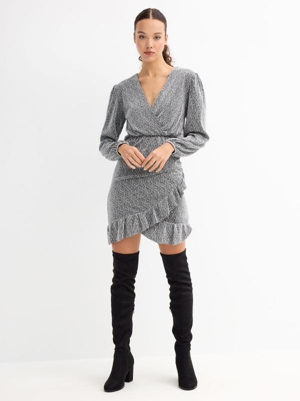 In Side Vestido Mini Con Brillos Transparencias