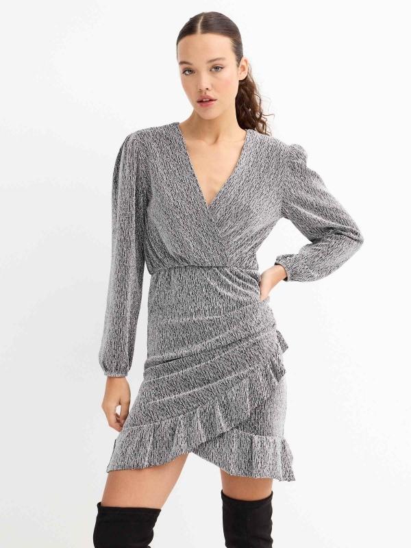 In side Vestido mini con brillos transparencias