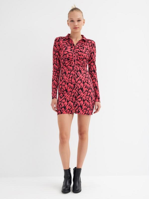 In Side Vestido Mini Con Textura