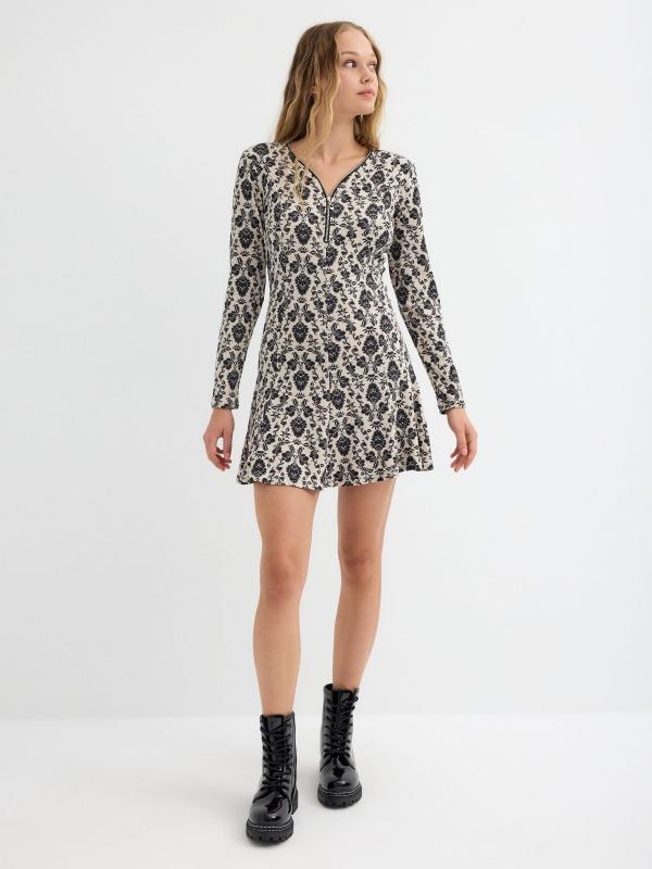 In Side Vestido Mini Cremallera