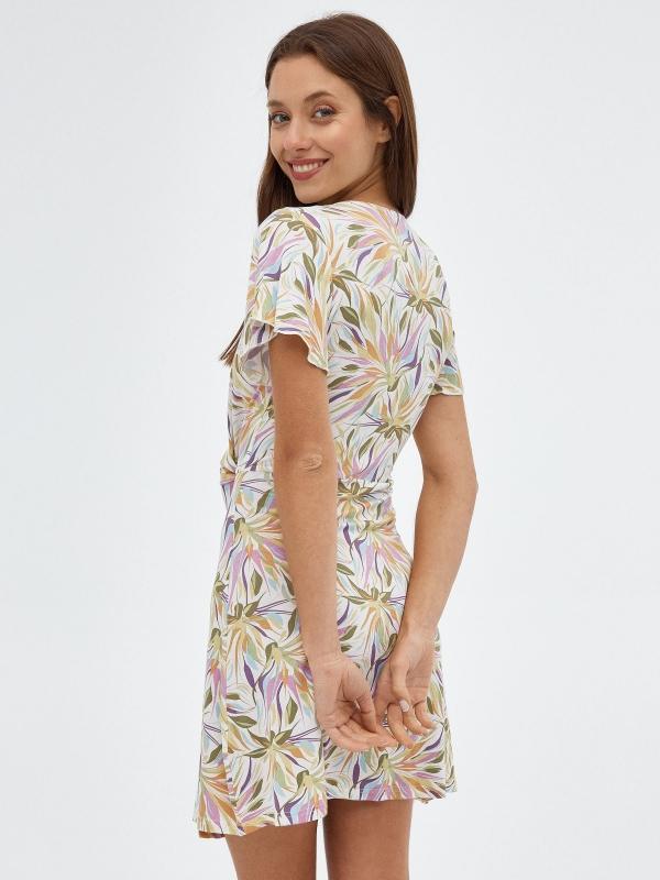 In Side Vestido Mini Cruzado Flores