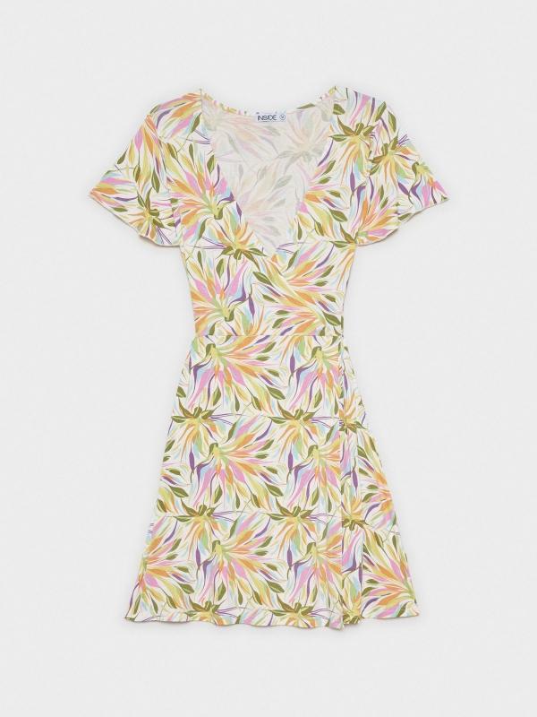 In Side Vestido Mini Cruzado Flores