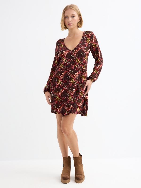 In Side Vestido Mini Cruzado Print