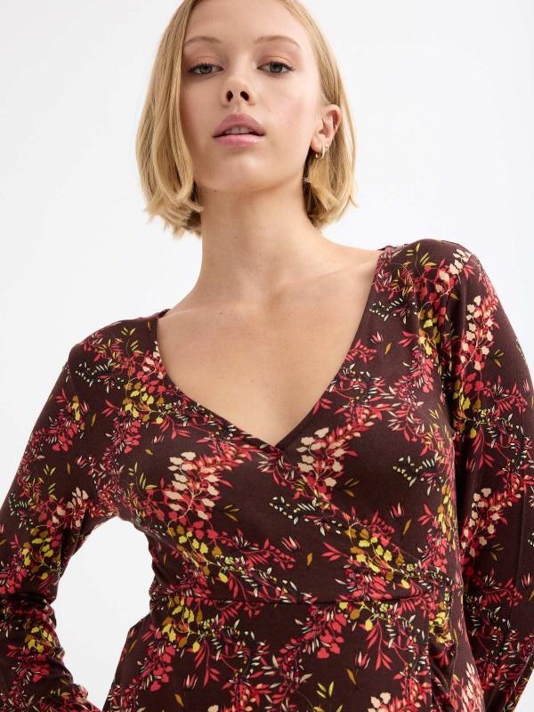 In Side Vestido Mini Cruzado Print