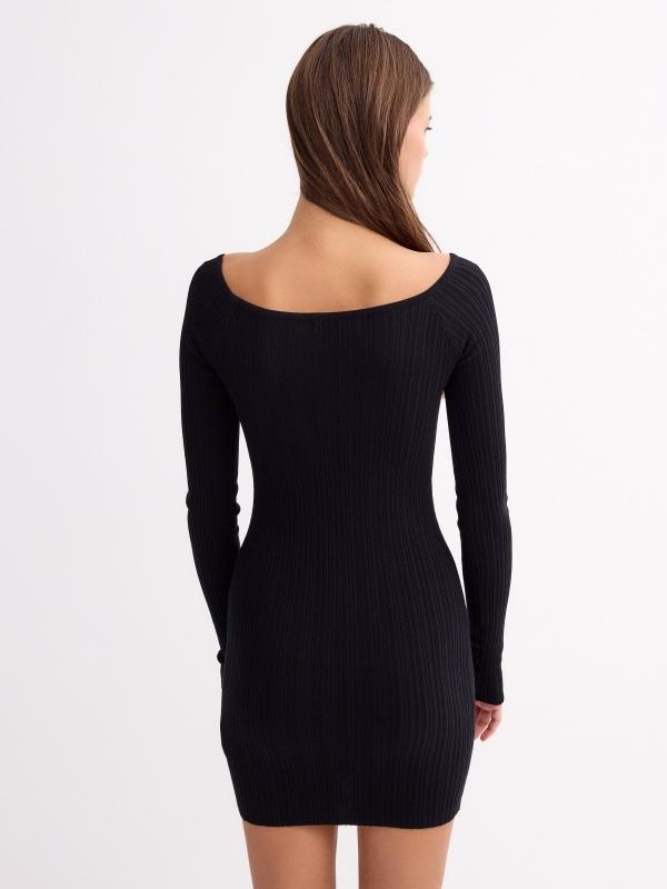 In Side Vestido Mini Cuello De Barco