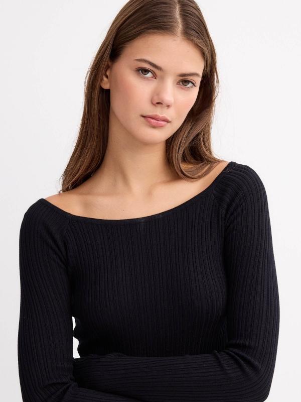 In Side Vestido Mini Cuello De Barco