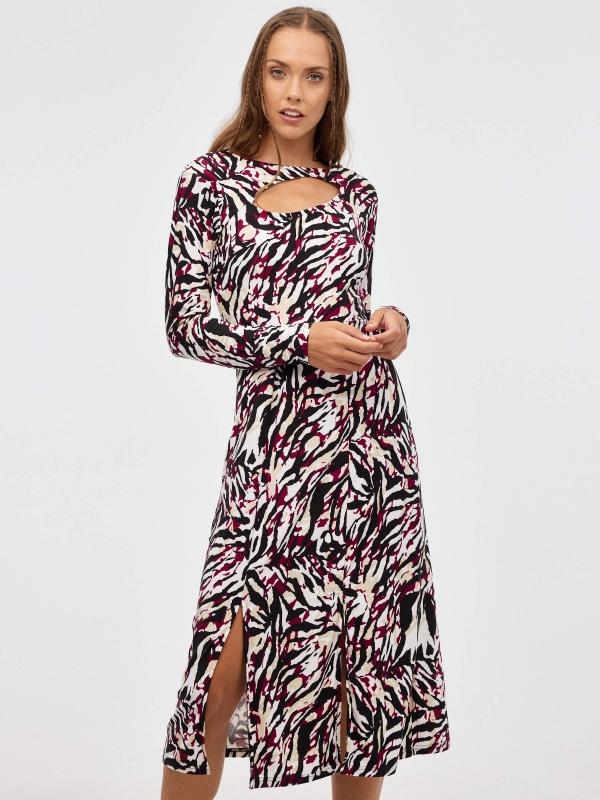 In Side Vestido Mini Cut Out Print