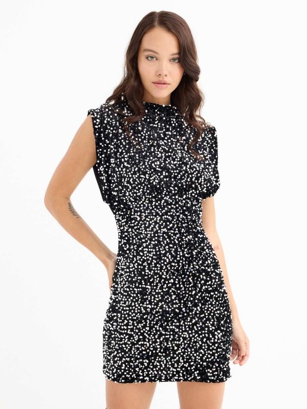 In side Vestido mini de lentejuelas negro