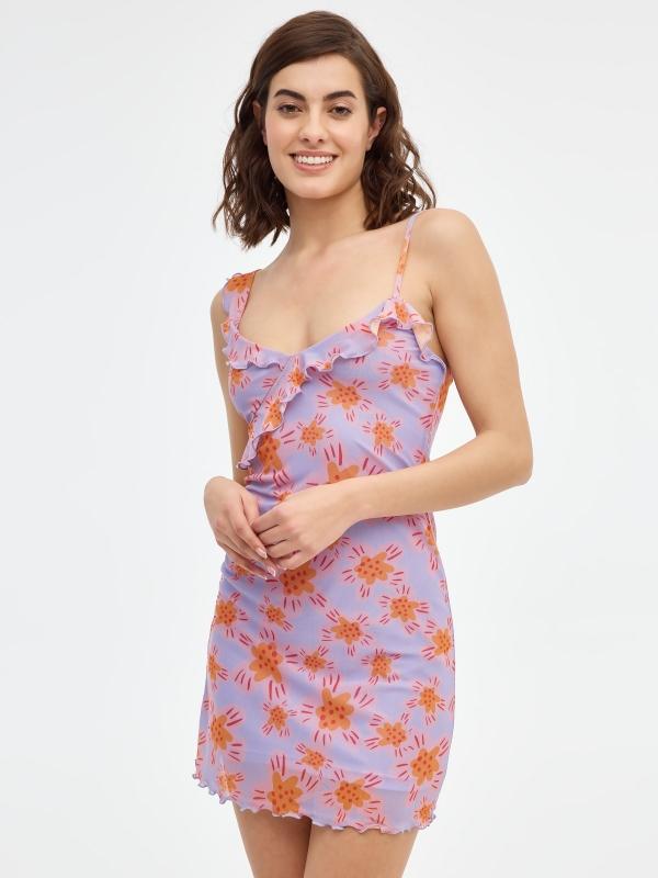 In side Vestido mini de tul flores