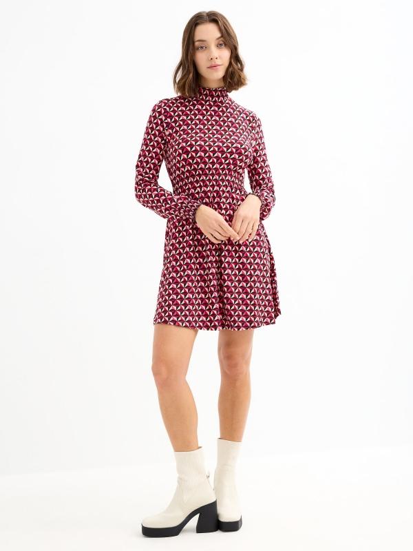 In Side Vestido Mini De Vuelo Estampado Geométrico