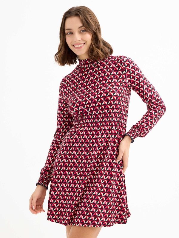 In side Vestido mini de vuelo estampado geométrico