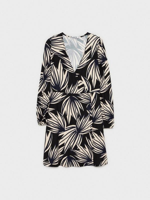 In Side Vestido Mini Escote Cruzado Printed