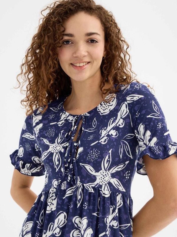 In Side Vestido Mini Estampado Lazo