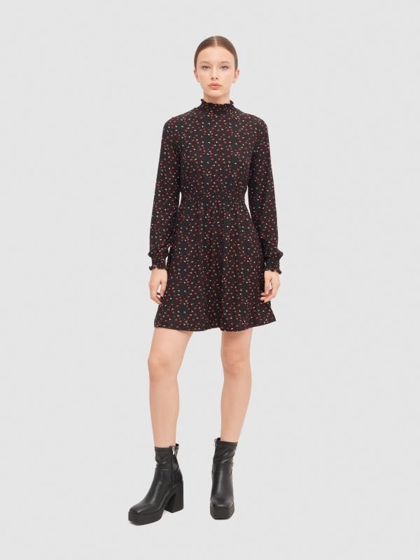 In Side Vestido Mini Flare Con Gomas