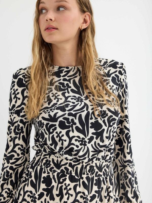 In Side Vestido Mini Flare Estampado Con Gomas