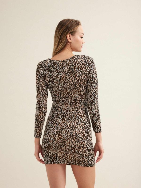 In Side Vestido Mini Fruncido Animal Print
