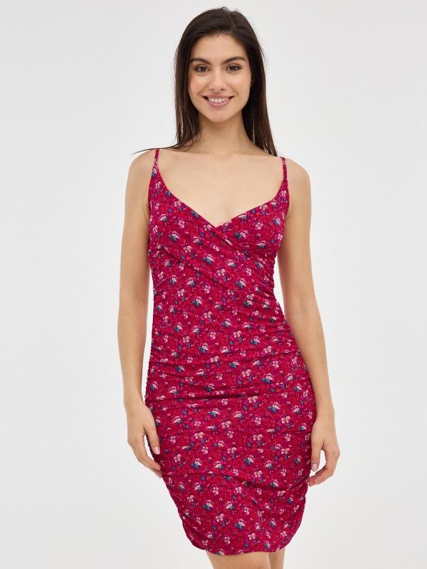 In side Vestido mini fruncido estampado floral