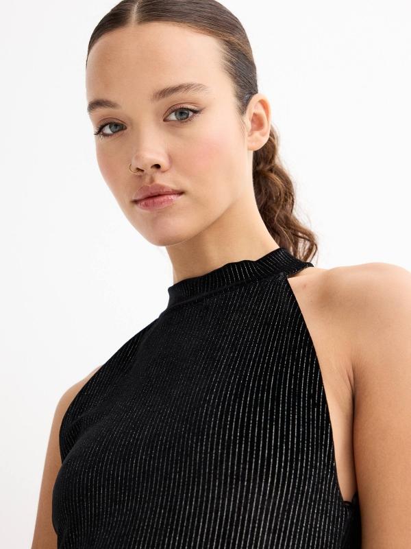 In Side Vestido Mini Halter De Rayas