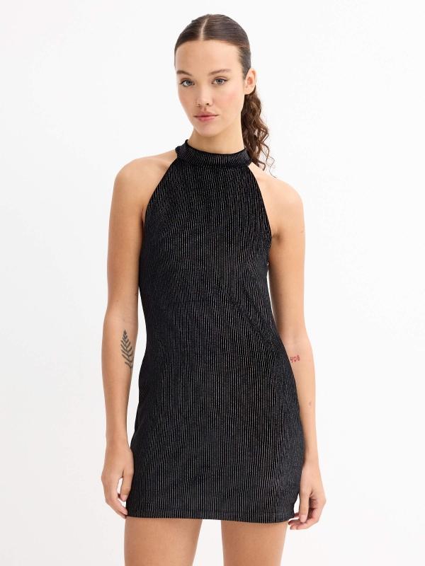 In side Vestido mini halter de rayas