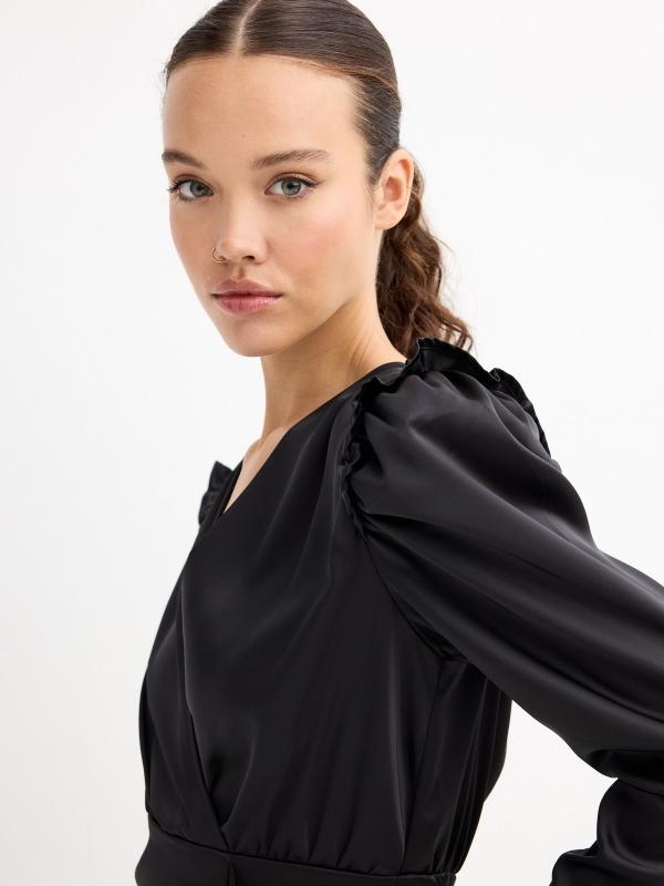 In Side Vestido Mini Manga Abombada