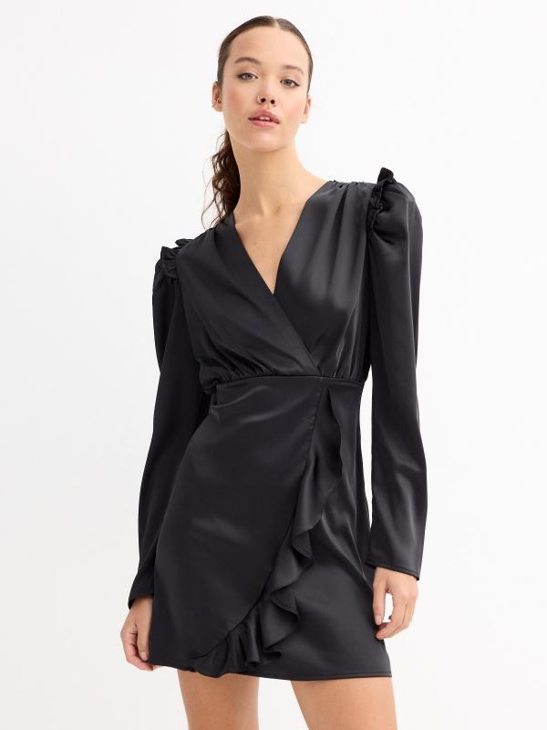 In side Vestido mini manga abombada