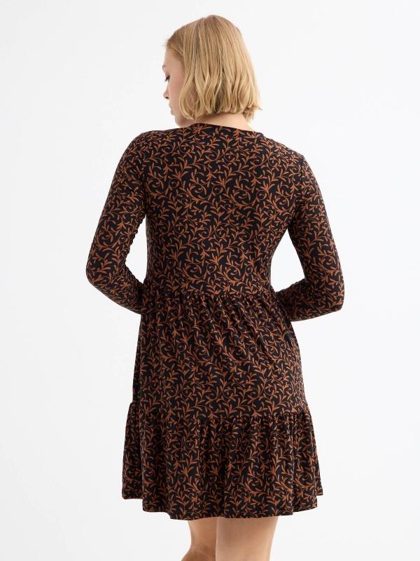 In Side Vestido Mini Manga Larga Estampado Flores