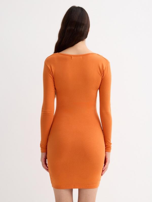 In Side Vestido Mini Naranja Fruncido