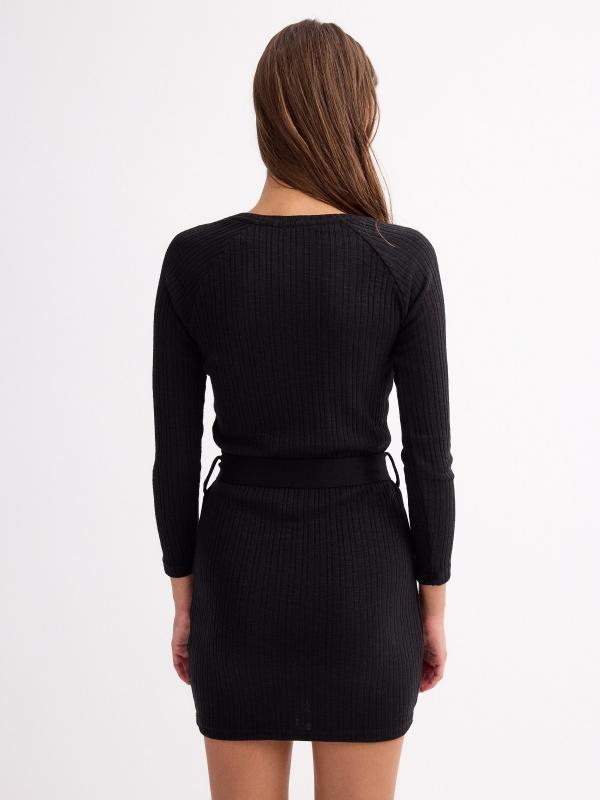 In Side Vestido Mini Negro Escote De Corazón