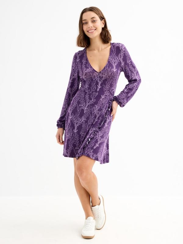 In Side Vestido Mini Print Coral