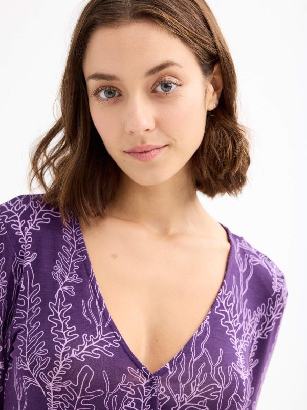 In Side Vestido Mini Print Coral