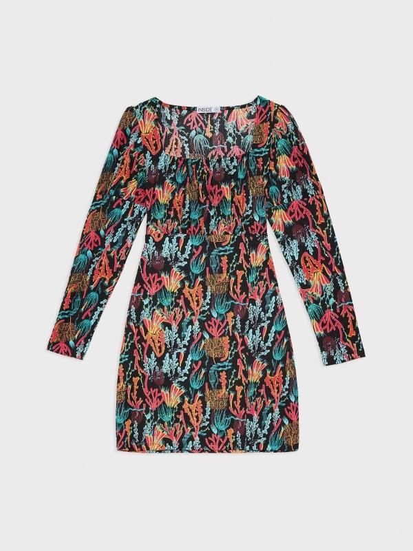In Side Vestido Mini Print Corales Multi