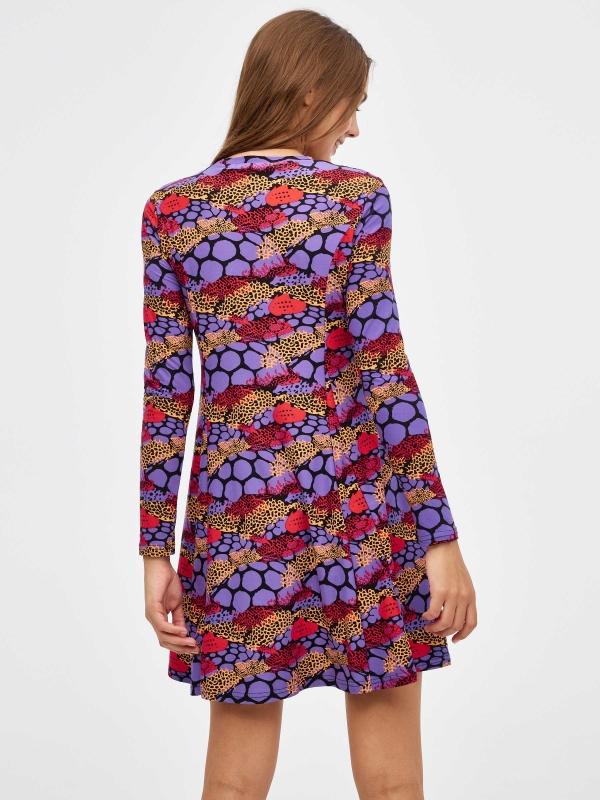 In Side Vestido Mini Print Morado