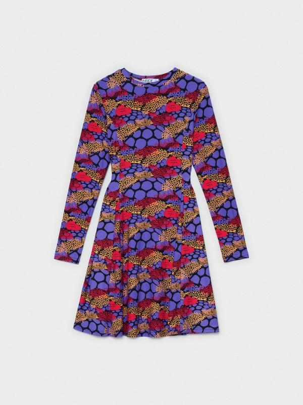 In Side Vestido Mini Print Morado